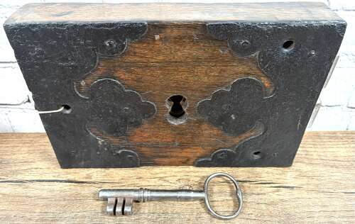 19th Century Oak Cased Stock Lock