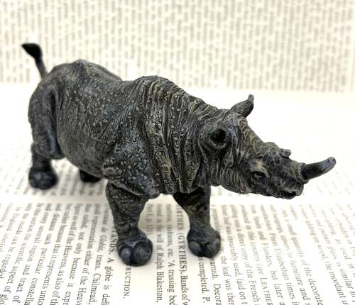 Franz Xaver Bergmann Cold Painted Bronze Rhinoceros