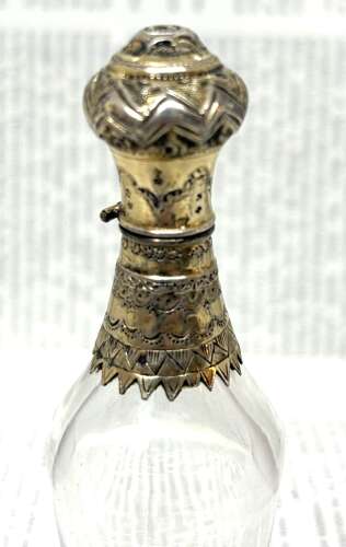 19thC French Silver Gilt Mounted Scent Bottle