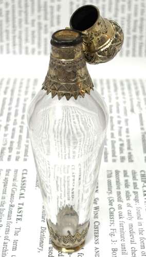 19thC French Silver Gilt Mounted Scent Bottle