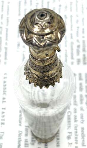 19thC French Silver Gilt Mounted Scent Bottle