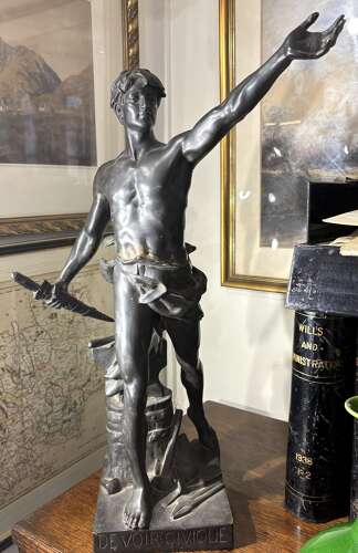 Large Bronze Figure After Eugene Marioton
