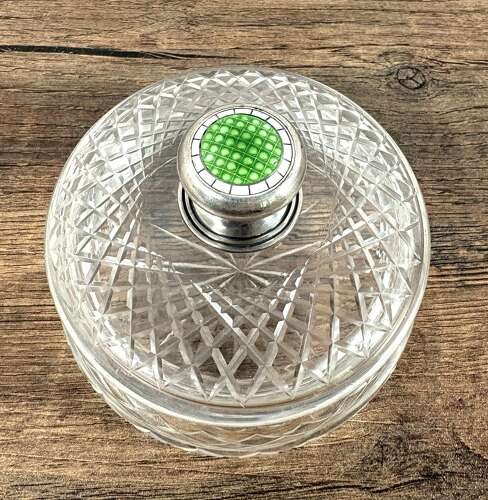 Cut Glass & Enamel Dressing Table Dish