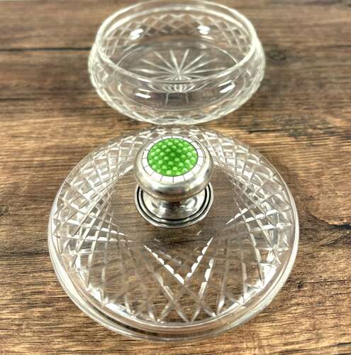 Cut Glass & Enamel Dressing Table Dish