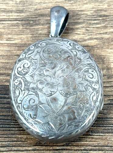 Large Silver Locket Pendant